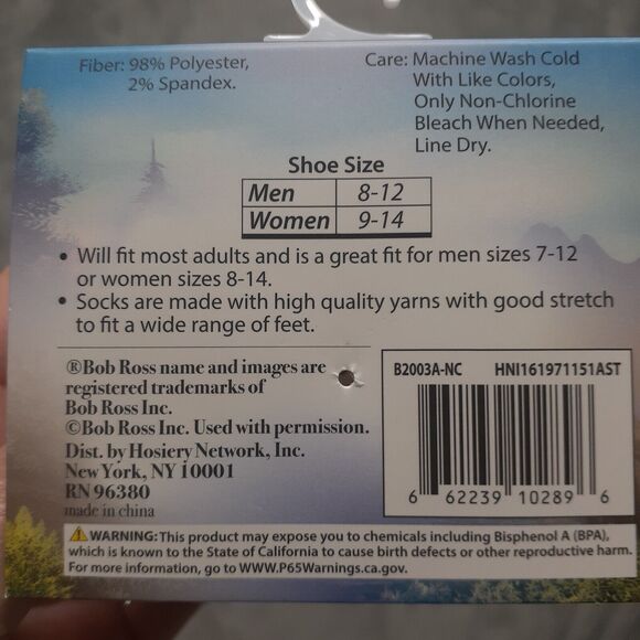 Bob Ross The Joy Of Painting Mens 4 Pack Multicolor Crew Socks NWOT Size 6-12 - Picture 7 of 7